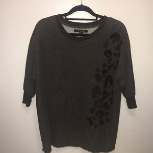 Forever 21 Dark Gray Mesh Cheetah Print Shirt